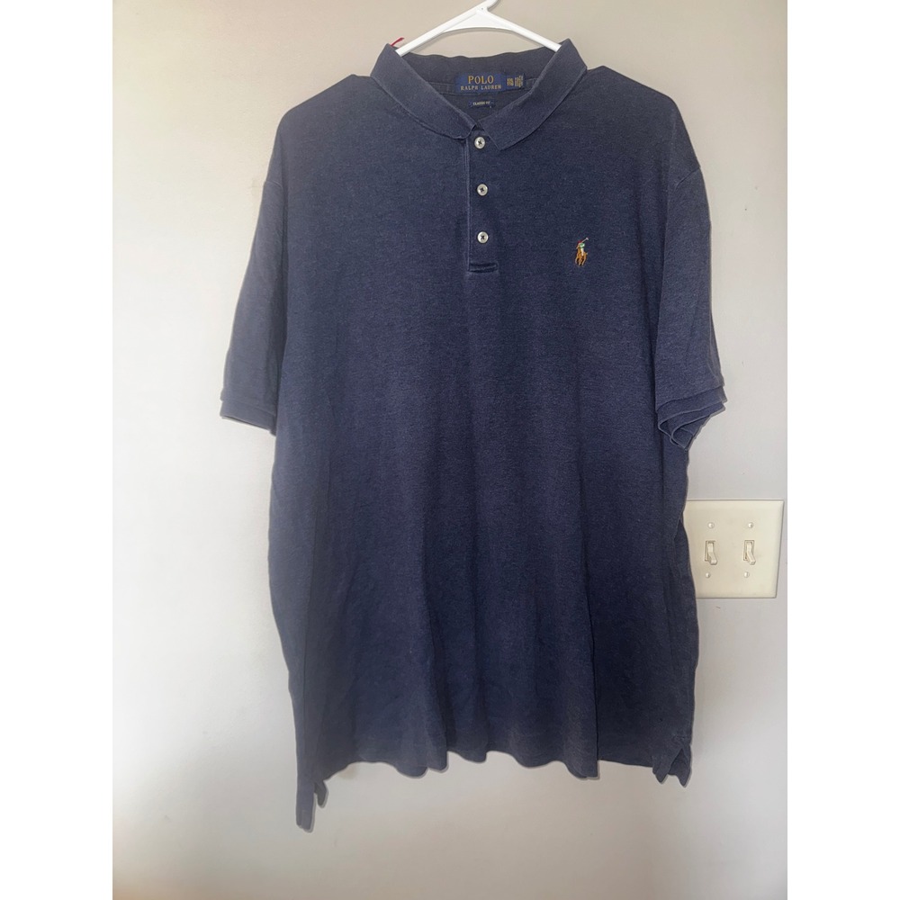 Polo Ralph Lauren Mens XXL Classic Fit Short Sleeve Polo Shirt Navy Blue Heather